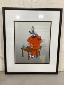 Framed Warner Bros 'Hare-Do' Art Print - With COA(16.25inx19.5in)