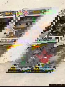 Funko Pops (Judge Snails and Taz), and Spongebob Squarepants Figurines (Patrick and Plankton)