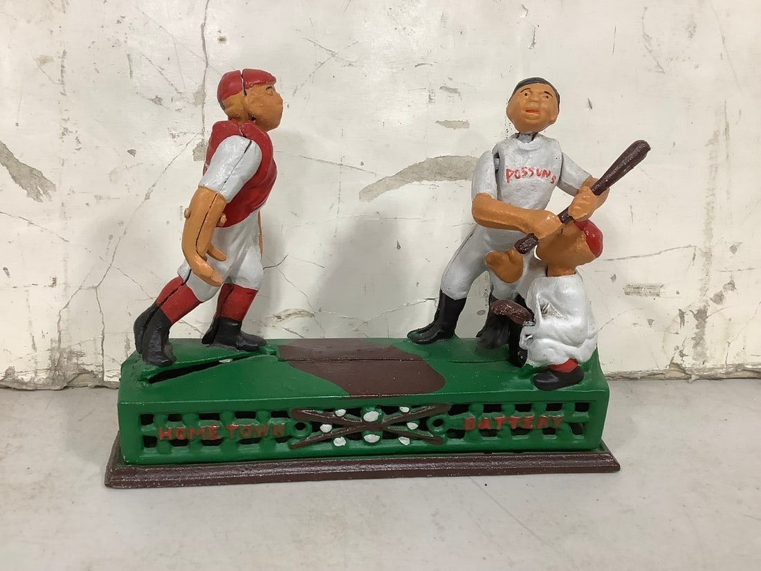 Vintage Cast Iron Baseball Bank (9inx7inx2in) (1 of 1)