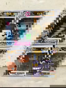 Various Funko Pop Figures (Jim Halpert, Caterpillar, Chesire Cat, and more)