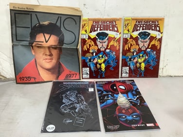 Various Comics (Marvel and more) and Elvis Sunday Bulletin Newspaper