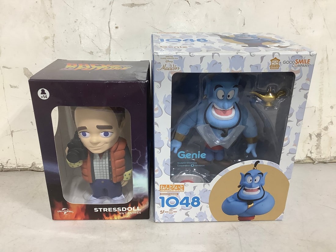 Aladdin Genie Figure and Back to the Future Stress Doll - New in Box: Aladdin Genie Figure and Back to the Future Stress Doll - New in Box