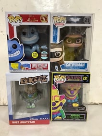 Various Funko Pop Figures (Jumbo, Cat Woman, and more) and Buzz Lightyear Eekeez Figure - New in Box