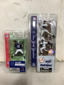 Yankees Derek Jeter and Alex Rodriguez Figures Set and Peyton Manning NFL Figure - New in Box