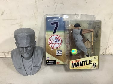 Frankenstein Decor, and McFarlane Mickey Mantle Figure (New in Box)