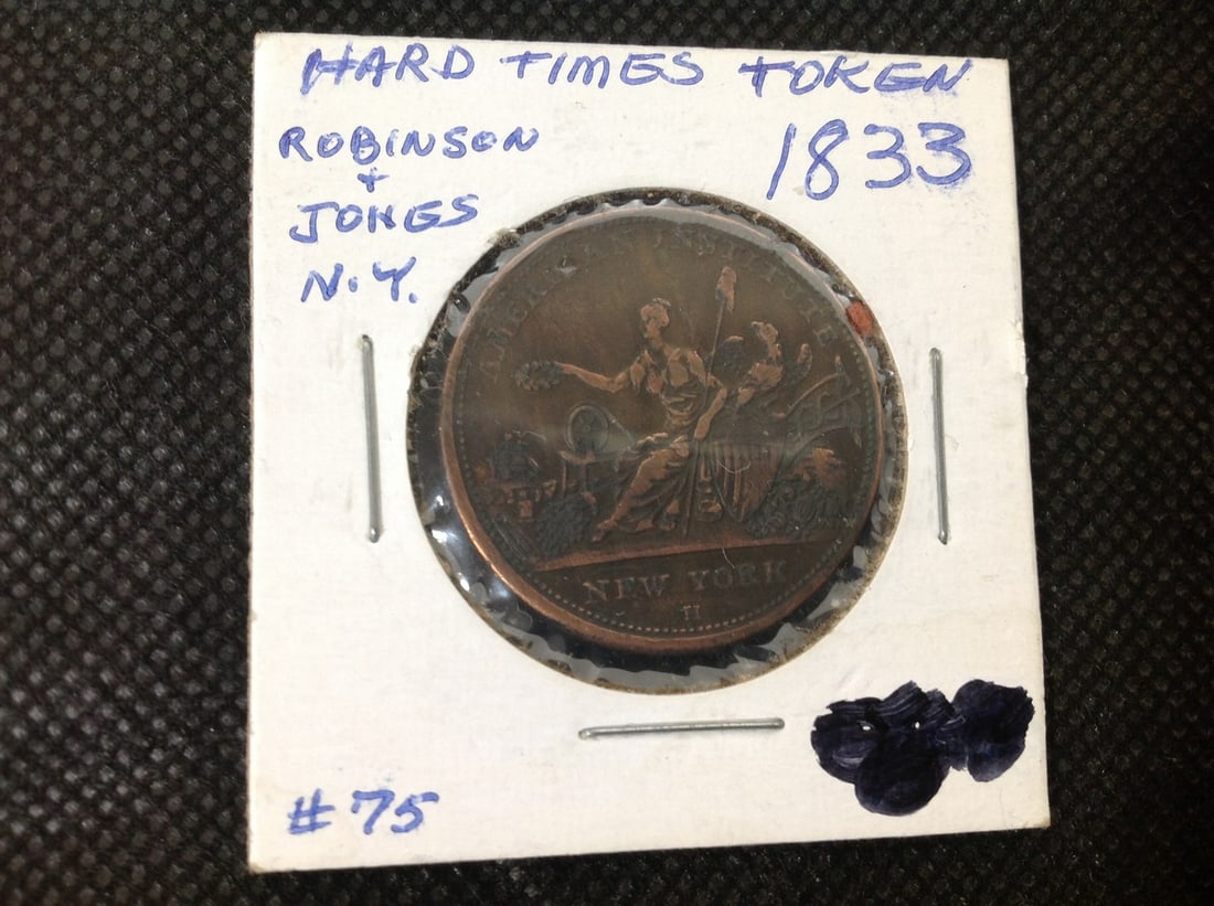 1833 Hard Times Robinson & Jongs NY Civil War Token (1 of 1)