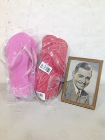 Old Navy Flip Flops (Both Size 10) and Framed Clark Gable Print (5inx7in)