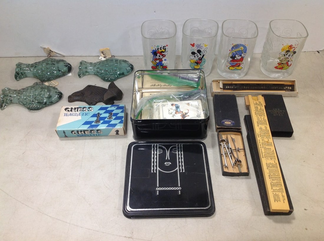 Disney glasses(4.5in.tall), fish wall hanging decor, and more (1 of 1)