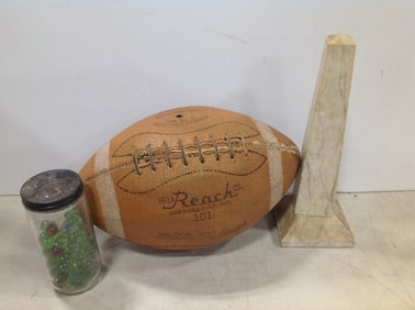 Jar of marbles, Reach football, and more