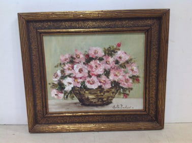 Framed and Signed Floral Painting (12inx13.5in)