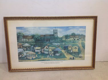 Framed 19th century scene of Haddenham, Buckinghamshire, England art print(9.75in.x15.75in.)