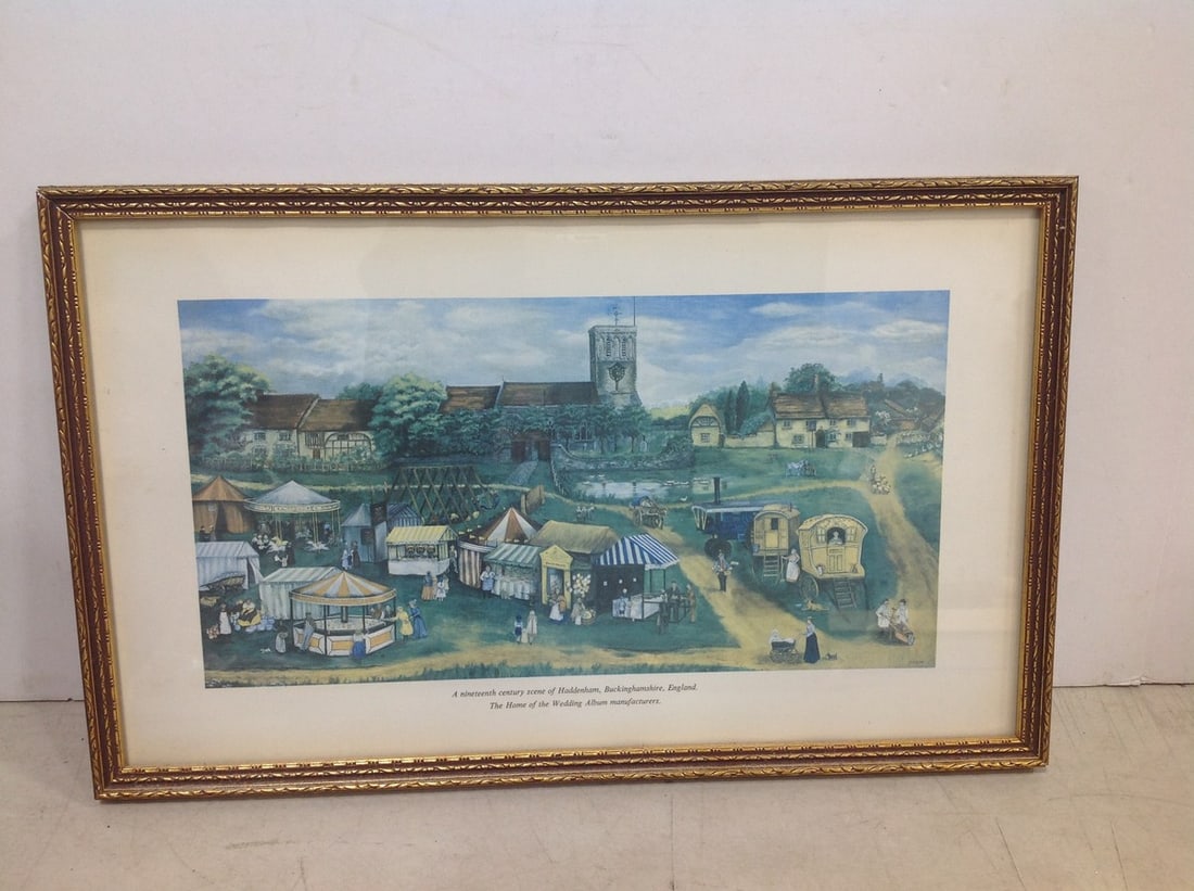 Framed 19th century scene of Haddenham, Buckinghamshire, England art print(9.75in.x15.75in.) (1 of 1)