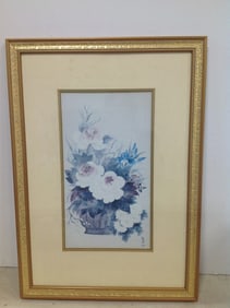 Framed and signed floral art print(17in.x24in.)