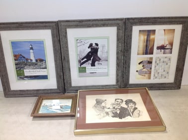Hardwood frames(empty) and framed artwork(largest 12.5in.x16.5in.)