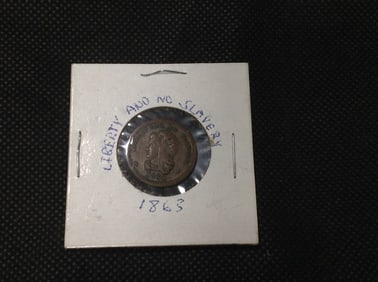 1863 Liberty and no slavery civil war token