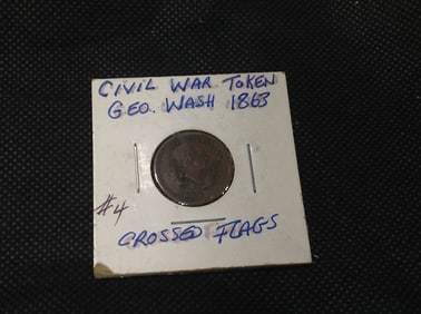 1863 George Washington crossed flags civil war token