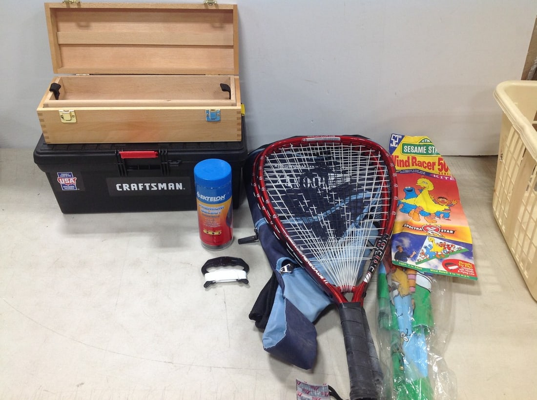 Craftsman 16'' calssic toolbox, Sesame Street kite, Ektelon racquetballs/rackets, and more (1 of 1)