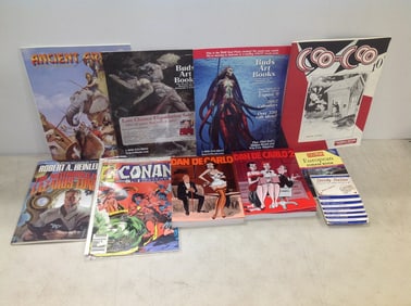 Various art books, magazines, comics, and more