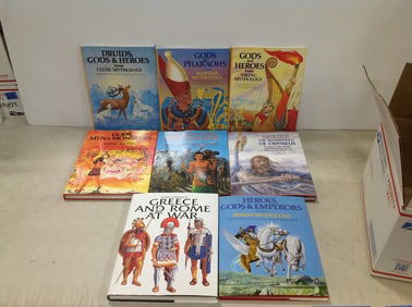 Various mythology books(Druids, Gods & Heroes, Gods & Pharaohs, and more)