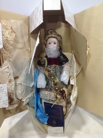 Franklin Heirloom Dolls-Angelica ceramic doll with stand in box