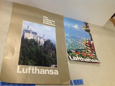 Vintage Lufthansa Airlines airport travel posters(Germany-largest 17in.x24in.)