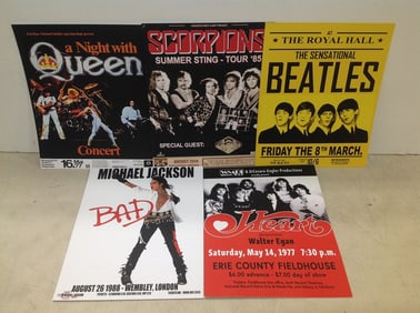 Rock concert repo card stock poster lot(Scorpions, Queen, Beatles, and more)