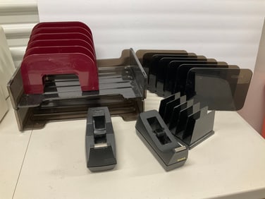 lot of desk organization items