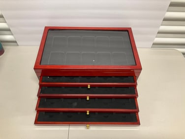 Wooden coin display case