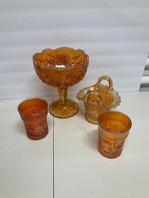 Lot of orange depression glass