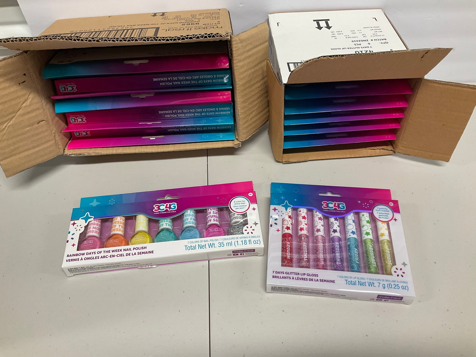 Lot of 6 rainbow lip gloss and nail polish: Lot of 6 rainbow lip gloss and nail polish