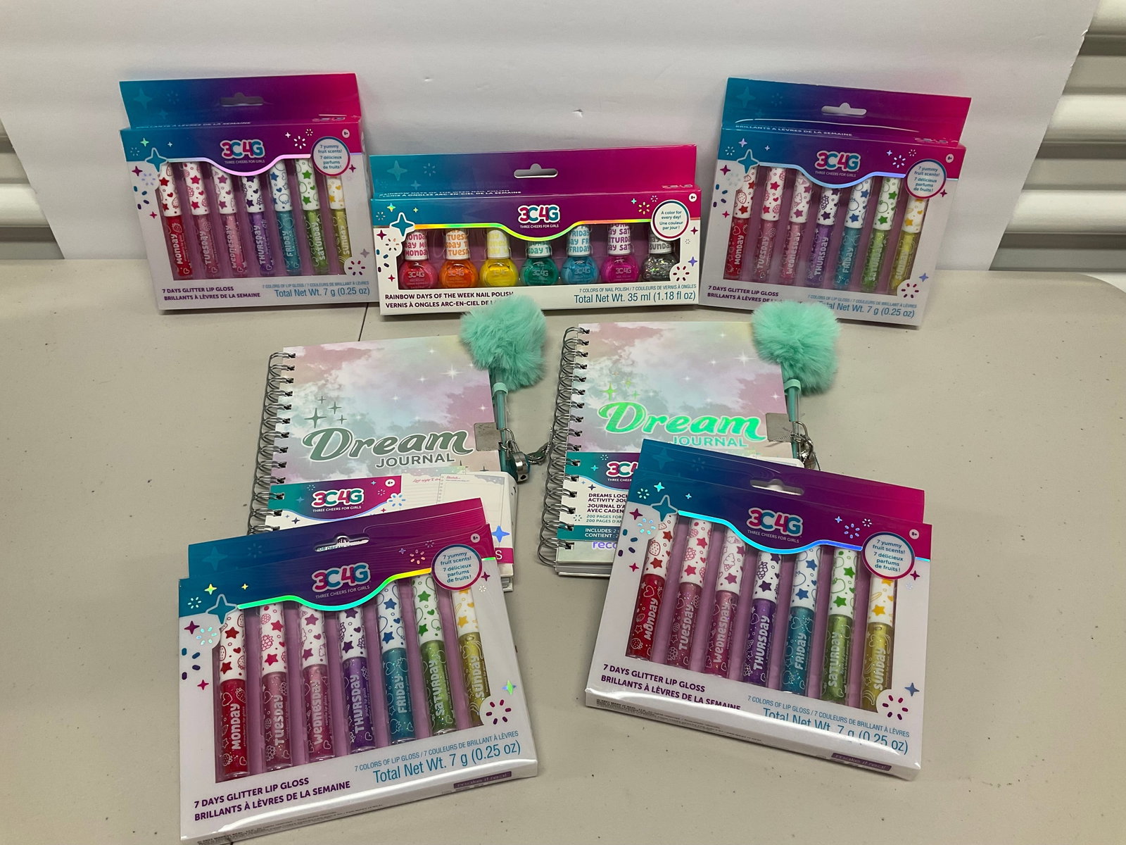 Lot of 2 Journals, 4 lip gloss and one nail polish: Lot of 2 Journals, 4 lip gloss and one nail polish