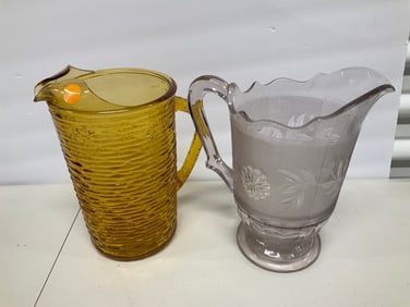 Lot of 2 depression glass pitchers