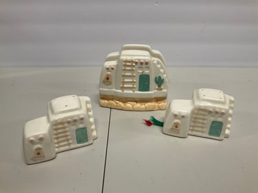 Lot of Pueblo salt & pepper shakers and napkin holder