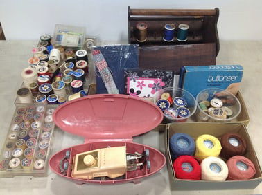 Singer portable sewing machine, thread, and more