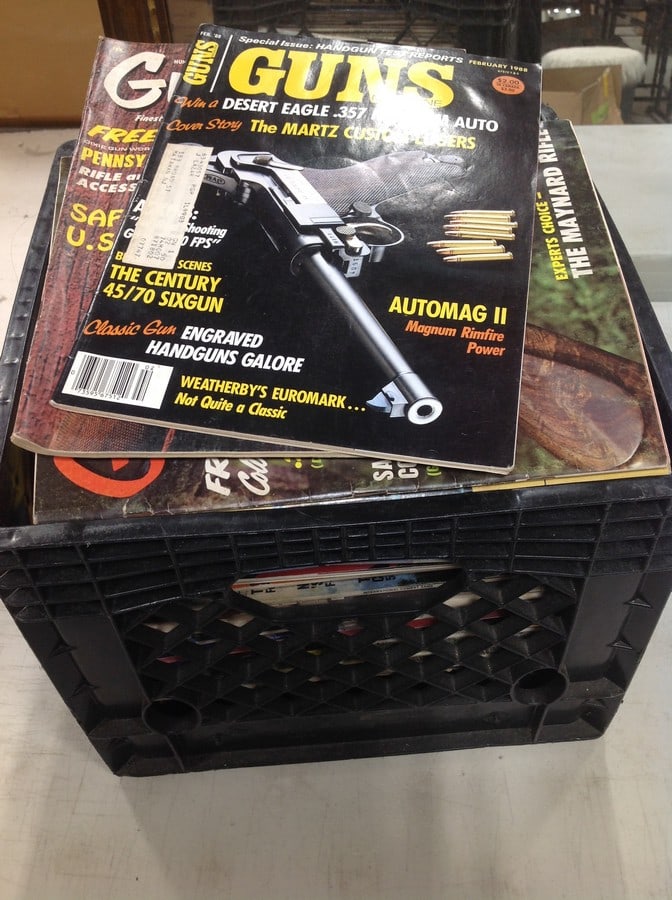 Full crate of gun magazines: Full crate of gun magazines