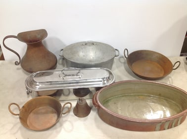 Vintage Pots, Pans, Pitcher, and more (Tallest - 10.5in)