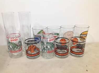 Various Glasses (Budweiser, Super Bowl, and more) Tallest - 9.5in