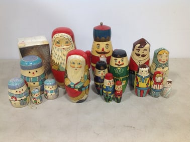 Various wooden nesting dolls(7.25in.tallest)