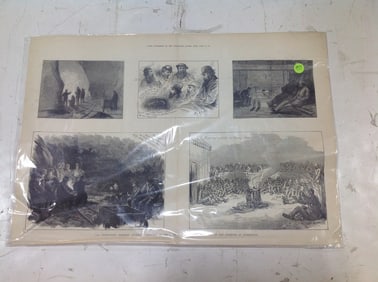 1877 The Troedyrhiw Colliery Accident:sketches in the mine by Dr.E.W.S. Davis(15.5in.x22in.)