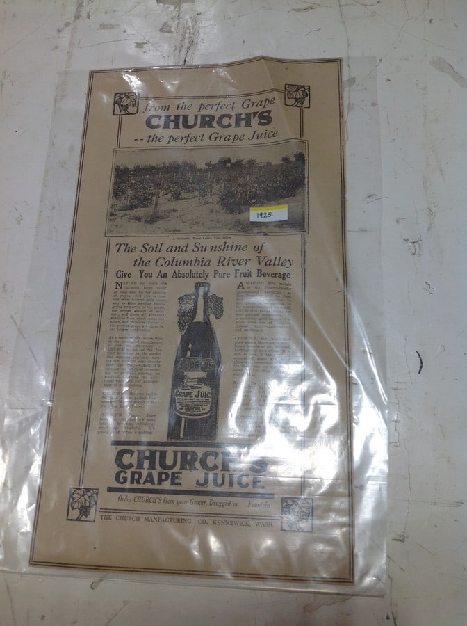 1925 Church's grape juice advertisement(10in.x19in.): 1925 Church's grape juice advertisement(10in.x19in.)
