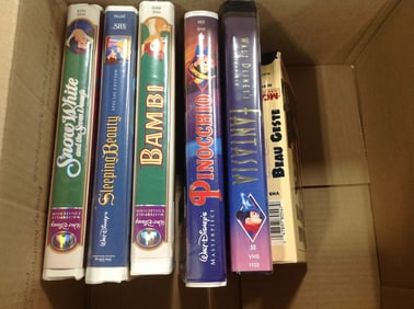 VHS tapes(Bambi, Pinnochio, Fantasia, and more)