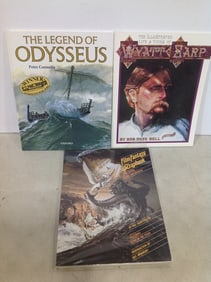 Various books(The Legend of Odysseus, Wyatt Earp, Film Fantasy scrapbook)