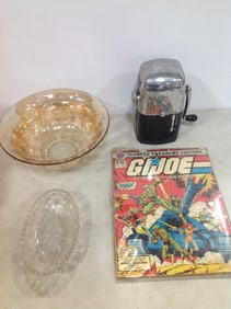 G.I. Joe comic, glass bowls, and more