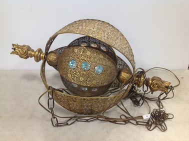 Brass hanging light fixture(about 30in.long)