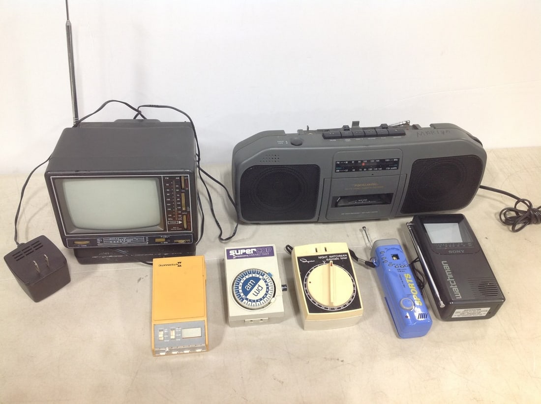 Realistic AM/FM stereo casette recorder, Sony Watchman, Tozai vintage TV, and more (1 of 1)