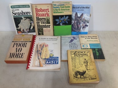 Vintage books(The Call of the Wild, A guide to Collecting, Science of Trapping, and more)