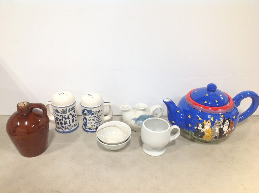 Ceramic teapot(7in.tall),art pottery oil burner lamp, stoneware jug, and more (1 of 1)