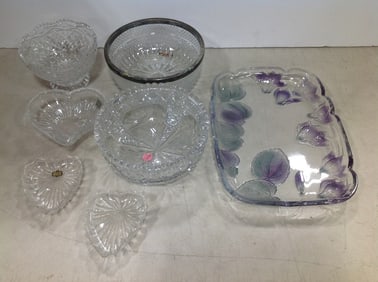Crystal glass bowls and serving plate(10in.x14in.)