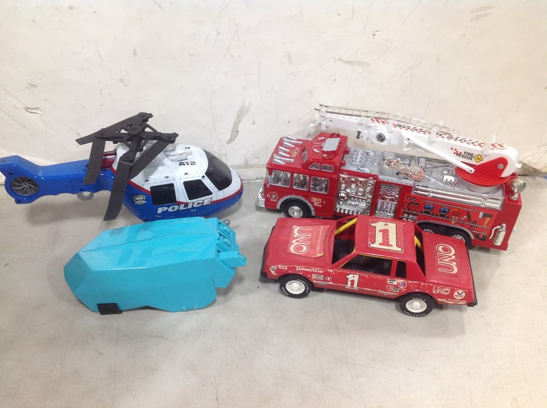 Children's toys(Uno racecar, Police helicopter, fire rescue truck, and more): Children's toys(Uno racecar, Police helicopter, fire rescue truck, and more)