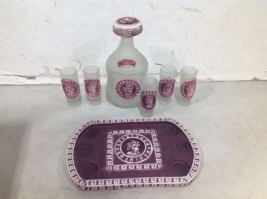 Cancun tribal theme set(cups/bottle/tray-9in.tallest)